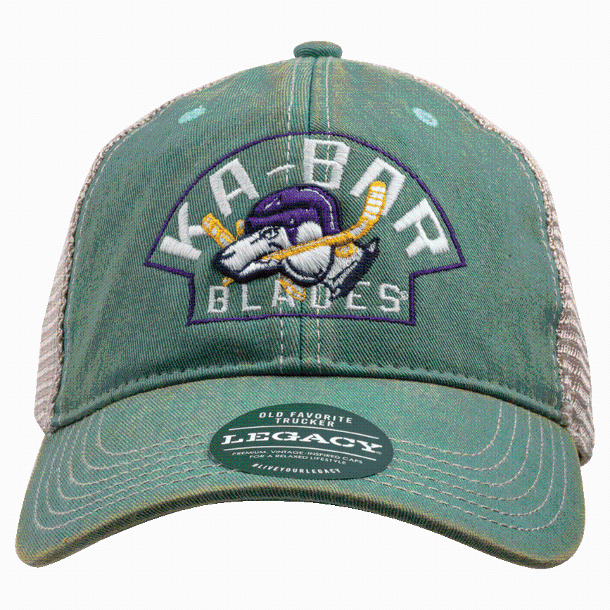 KA-BAR Blades Teal Hat from Front